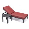 Leisuremod Chelsea Modern Outdoor Chaise Lounge Chair With Side Table & Red Cushions CLTBL-77R